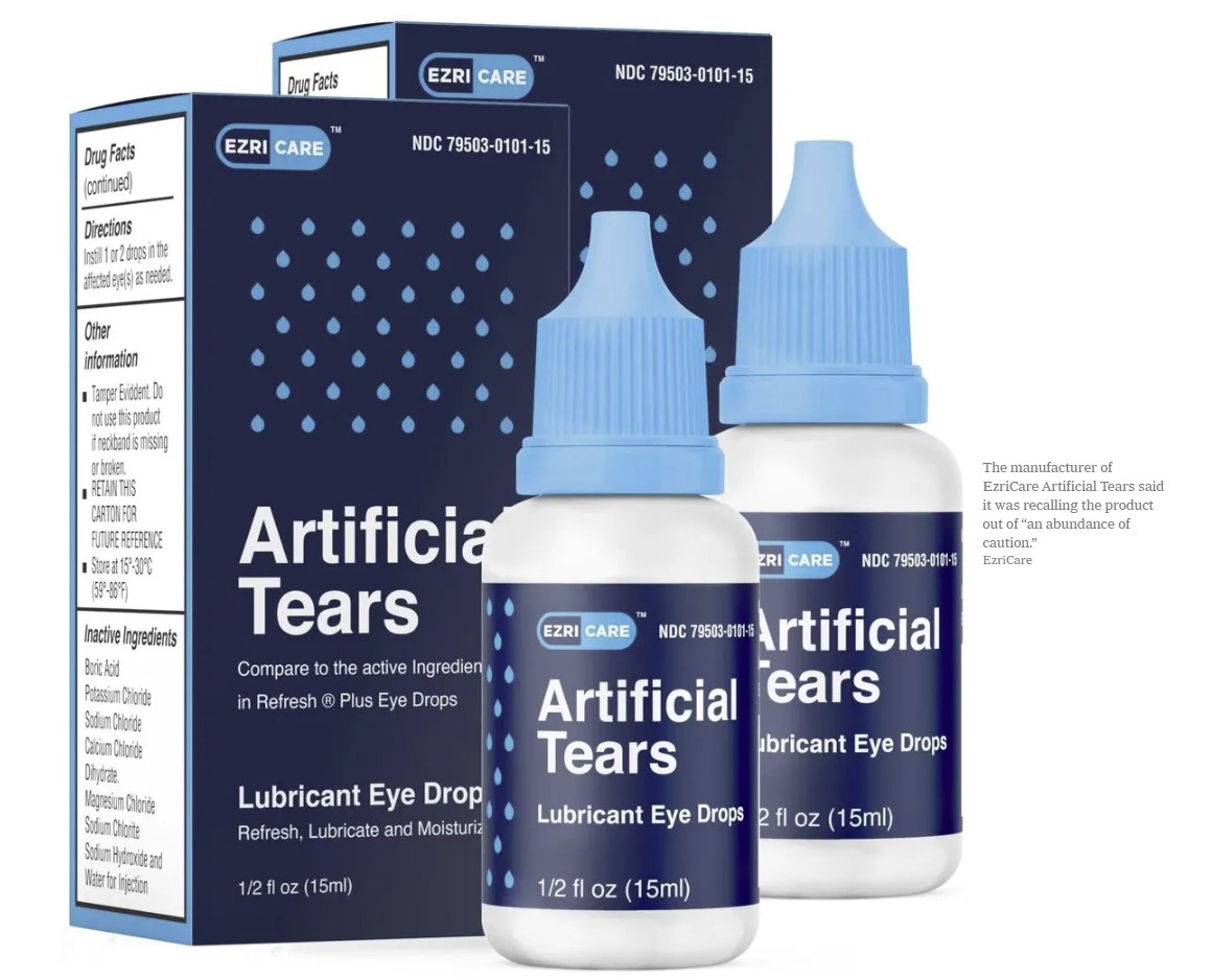 미국 - 박테리아 오염 인공 눈물, 안연고 대대적 리콜